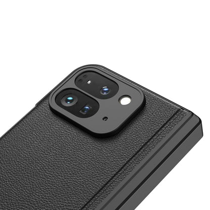 For Google Pixel 9 Pro Fold GKK Integrated Fold Hinge Leather Phone Case with Holder(Carbon Fibre Black) - Google Cases by GKK | Online Shopping UK | buy2fix