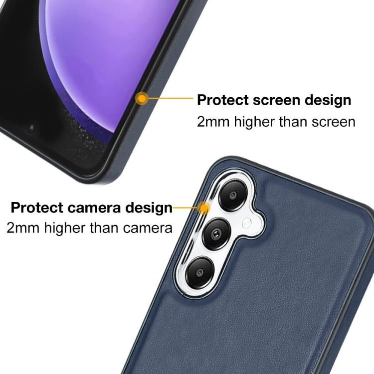 For Samsung Galaxy S23 FE 5G Leather Texture Full Coverage Phone Case(Blue) by buy2fix