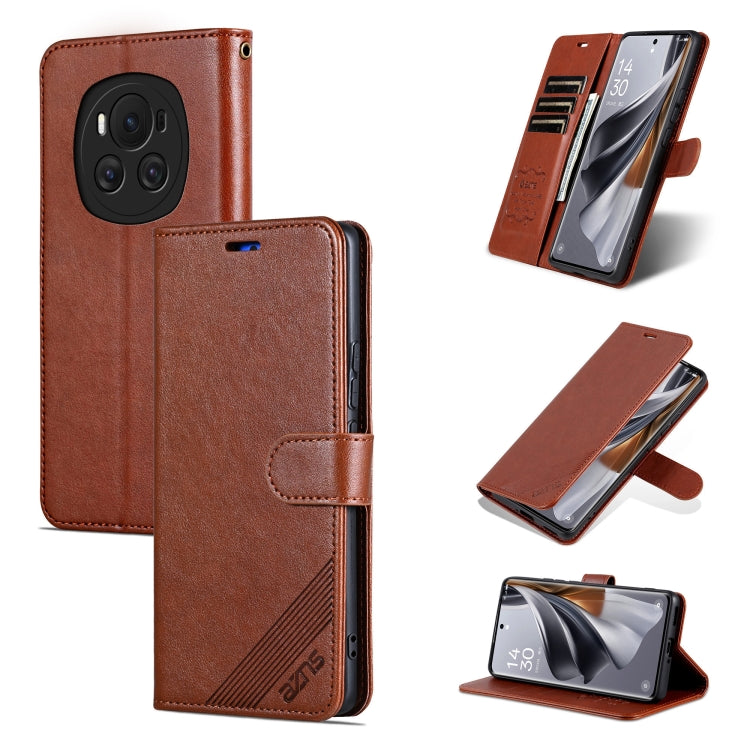 For Honor Magic6 AZNS Sheepskin Texture Flip Leather Phone Case(Brown) - Honor Cases by AZNS | Online Shopping UK | buy2fix