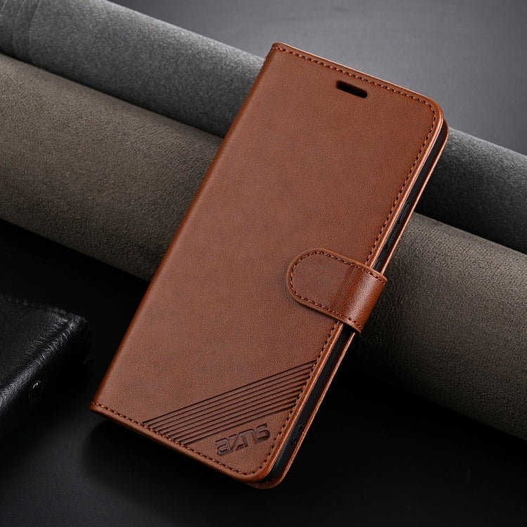 For Honor Magic6 AZNS Sheepskin Texture Flip Leather Phone Case(Brown) - Honor Cases by AZNS | Online Shopping UK | buy2fix