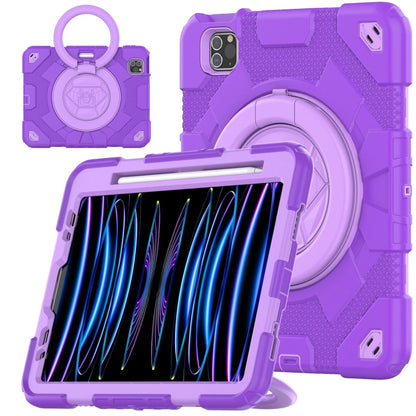 For iPad Pro 11 2022 / 2021 / 2020 Spider Rotation Handle Silicone Hybrid PC Tablet Case(Purple) - iPad Pro 11 (2022/2021) Cases by buy2fix | Online Shopping UK | buy2fix