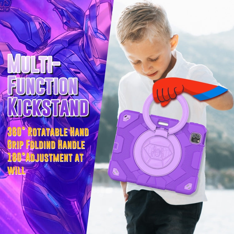 For iPad Pro 11 2022 / 2021 / 2020 Spider Rotation Handle Silicone Hybrid PC Tablet Case(Purple) - iPad Pro 11 (2022/2021) Cases by buy2fix | Online Shopping UK | buy2fix