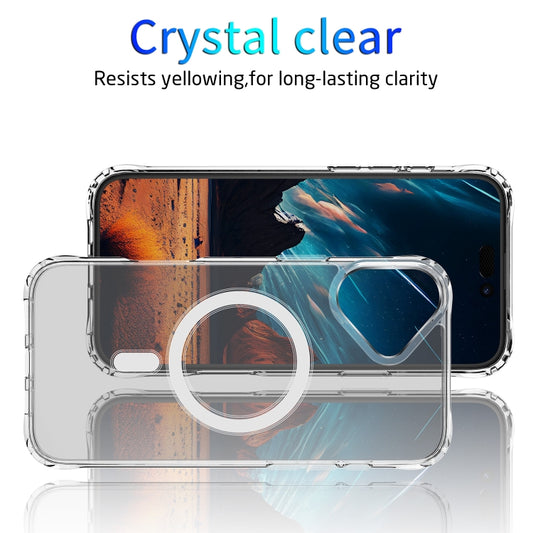 For iPhone 16 Plus Four Corner Airbags MagSafe Magnetic Phone Case(Transparent) by buy2fix