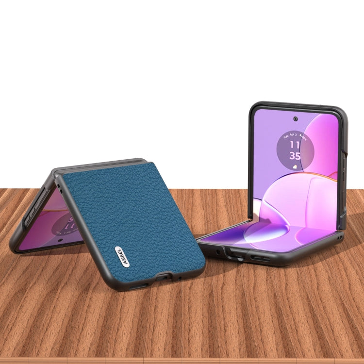 For Motorola Razr 40 ABEEL Genuine Leather Litchi Texture Phone Case(Blue) by buy2fix