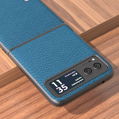 For Motorola Razr 40 ABEEL Genuine Leather Litchi Texture Phone Case(Blue) by buy2fix