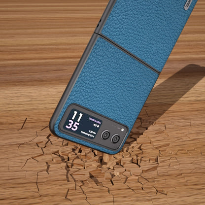 For Motorola Razr 40 ABEEL Genuine Leather Litchi Texture Phone Case(Blue) by buy2fix