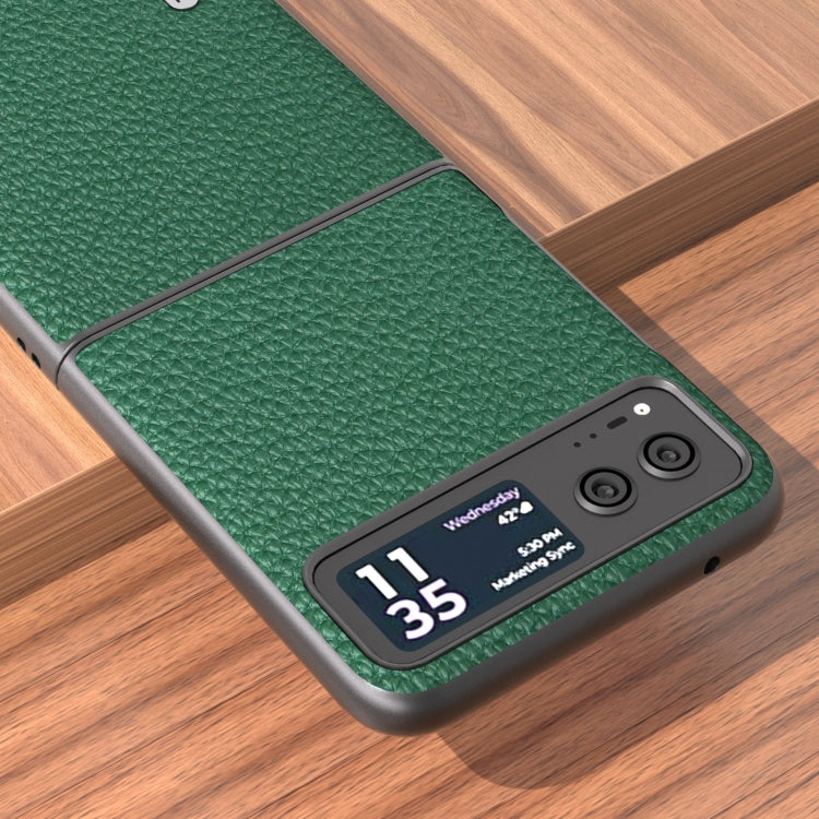 For Motorola Razr 40 ABEEL Genuine Leather Litchi Texture Phone Case(Green) by buy2fix