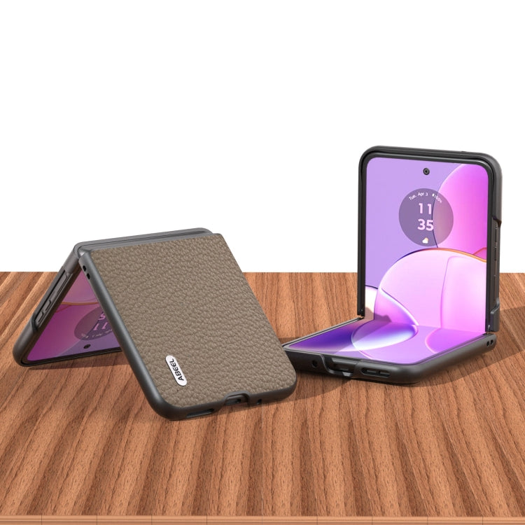 For Motorola Razr 40 ABEEL Genuine Leather Litchi Texture Phone Case(Grey) by buy2fix