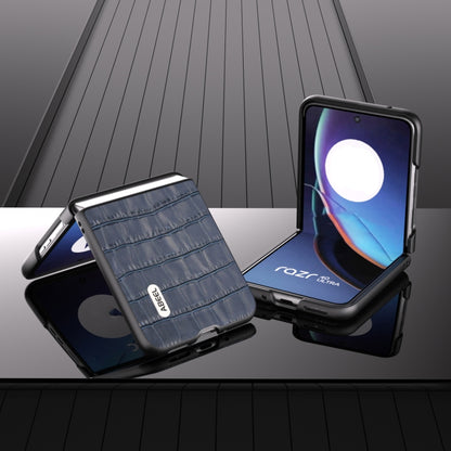 For Motorola Razr 40 Ultra ABEEL Crocodile Texture Genuine Leather Phone Case(Blue) by buy2fix