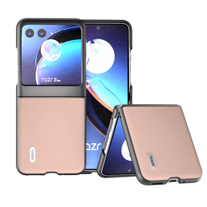For Motorola Razr 40 Ultra ABEEL Genuine Leather + PC Litchi Texture Phone Case(Pink Gold) by buy2fix