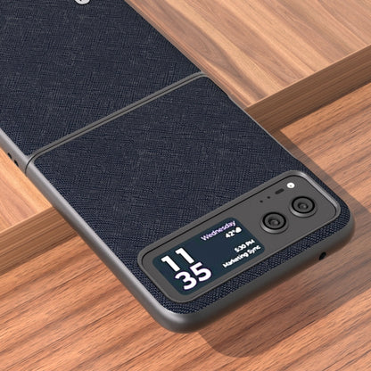 For Motorola Razr 40 ABEEL Cross Texture Genuine Leather Phone Case(Blue) by buy2fix