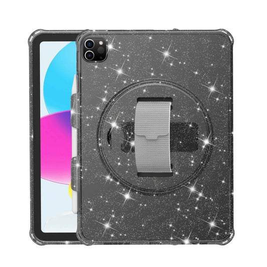 For iPad Pro 11 2022 / 2021 Terminator Shockproof Glitter Powder Tablet Case with Grip Strap(Black) - iPad Pro 11 (2022/2021) Cases by buy2fix | Online Shopping UK | buy2fix