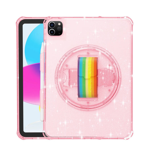 For iPad Pro 11 2022 / 2021 Terminator Shockproof Glitter Powder Tablet Case with Grip Strap(Pink) - iPad Pro 11 (2022/2021) Cases by buy2fix | Online Shopping UK | buy2fix