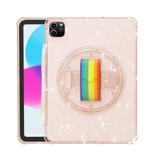 For iPad Pro 11 2022 / 2021 Terminator Shockproof Glitter Powder Tablet Case with Grip Strap(Gold) - iPad Pro 11 (2022/2021) Cases by buy2fix | Online Shopping UK | buy2fix