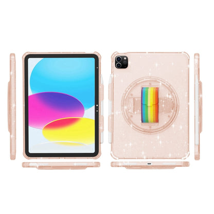 For iPad Pro 11 2022 / 2021 Terminator Shockproof Glitter Powder Tablet Case with Grip Strap(Gold) - iPad Pro 11 (2022/2021) Cases by buy2fix | Online Shopping UK | buy2fix