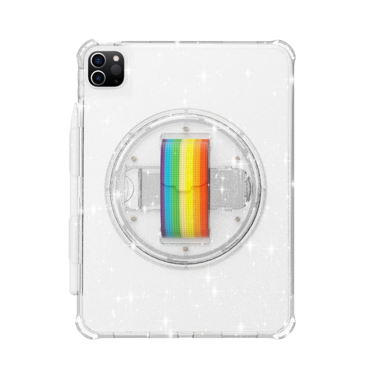 For iPad Pro 11 2022 / 2021 Terminator Shockproof Glitter Powder Tablet Case with Grip Strap(White) - iPad Pro 11 (2022/2021) Cases by buy2fix | Online Shopping UK | buy2fix