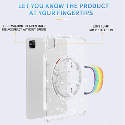 For iPad Pro 11 2022 / 2021 Terminator Shockproof Glitter Powder Tablet Case with Grip Strap(White) - iPad Pro 11 (2022/2021) Cases by buy2fix | Online Shopping UK | buy2fix