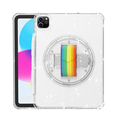 For iPad Pro 11 2022 / 2021 Terminator Shockproof Glitter Powder Tablet Case with Grip Strap(Transparent) - iPad Pro 11 (2022/2021) Cases by buy2fix | Online Shopping UK | buy2fix