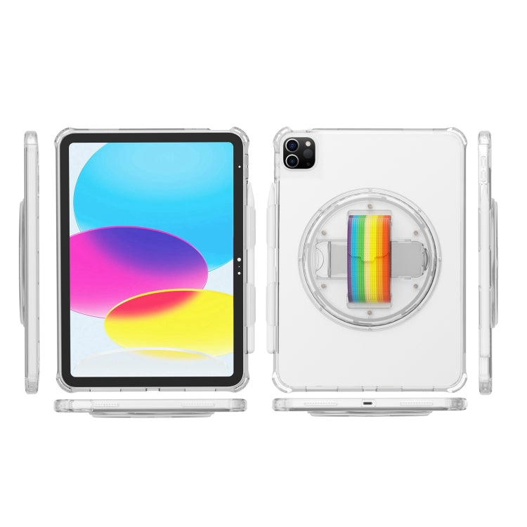 For iPad Pro 11 2022 / 2021 Terminator Shockproof Glitter Powder Tablet Case with Grip Strap(Transparent) - iPad Pro 11 (2022/2021) Cases by buy2fix | Online Shopping UK | buy2fix