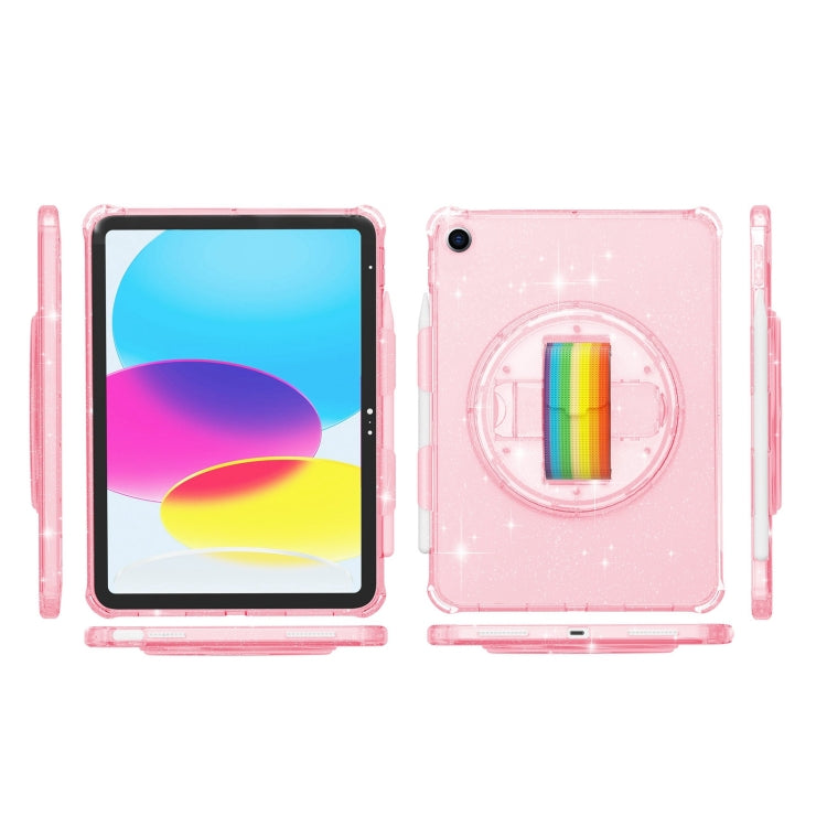 For iPad 10.2 2021 / 2020 / 10.5 Terminator Shockproof Glitter Powder Tablet Case with Grip Strap(Pink) - iPad Pro 11 (2022/2021) Cases by buy2fix | Online Shopping UK | buy2fix