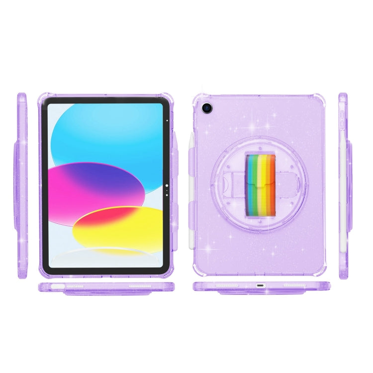 For iPad 10.2 2021 / 2020 / 10.5 Terminator Shockproof Glitter Powder Tablet Case with Grip Strap(Purple) - iPad Pro 11 (2022/2021) Cases by buy2fix | Online Shopping UK | buy2fix