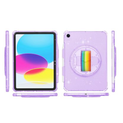 For iPad 10.2 2021 / 2020 / 10.5 Terminator Shockproof Glitter Powder Tablet Case with Grip Strap(Purple) - iPad Pro 11 (2022/2021) Cases by buy2fix | Online Shopping UK | buy2fix