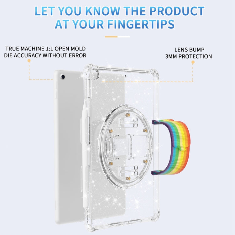 For iPad 10.2 2021 / 2020 / 10.5 Terminator Shockproof Glitter Powder Tablet Case with Grip Strap(White) - iPad Pro 11 (2022/2021) Cases by buy2fix | Online Shopping UK | buy2fix