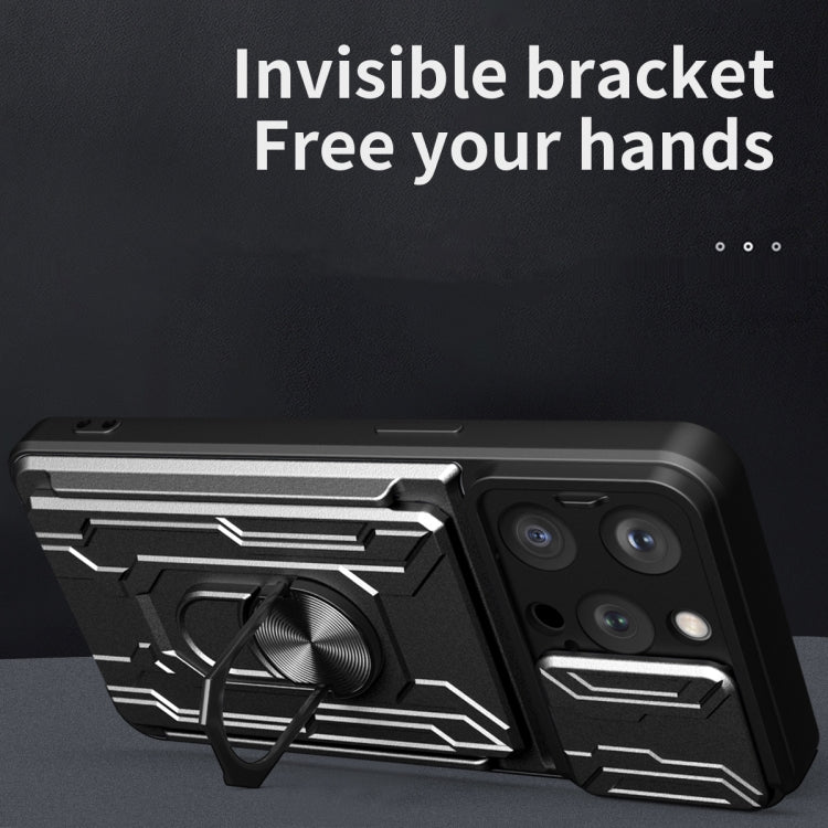 For iPhone 15 Pro Max Sliding Camshield TPU+PC Phone Case with Card Slot(Blue) by buy2fix