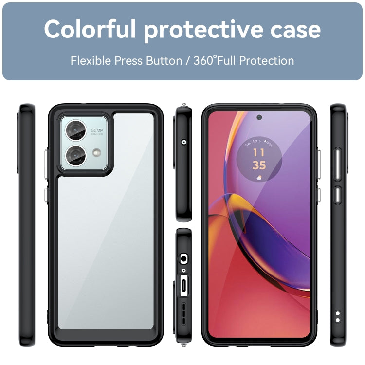 For Motorola Moto G84 Colorful Series Acrylic Hybrid TPU Phone Case(Black) - Motorola Cases by buy2fix | Online Shopping UK | buy2fix