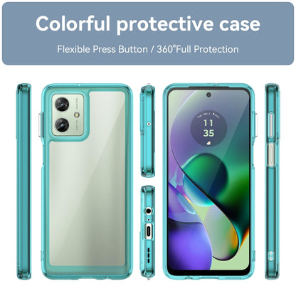 For Motorola Moto G54 Global Colorful Series Acrylic Hybrid TPU Phone Case(Transparent Blue) - Motorola Cases by buy2fix | Online Shopping UK | buy2fix