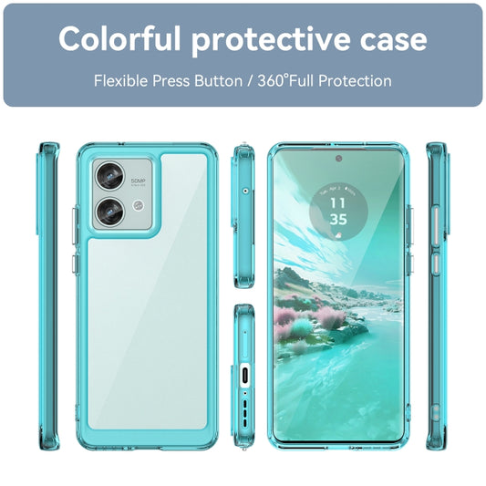For Motorola Edge 40 Neo Colorful Series Acrylic Hybrid TPU Phone Case(Transparent Blue) by buy2fix