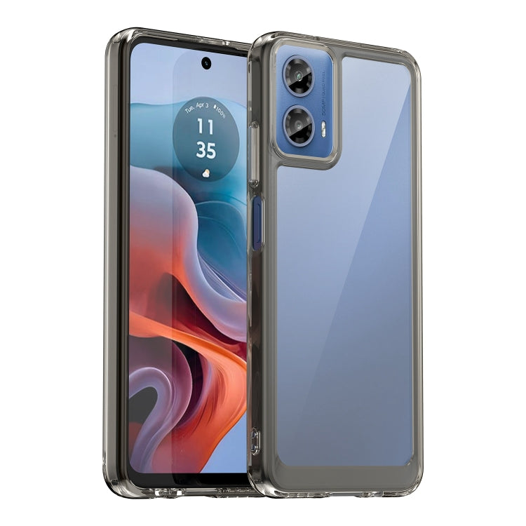 For Motorola Moto G34 Colorful Series Acrylic Hybrid TPU Phone Case(Transparent Grey) by buy2fix