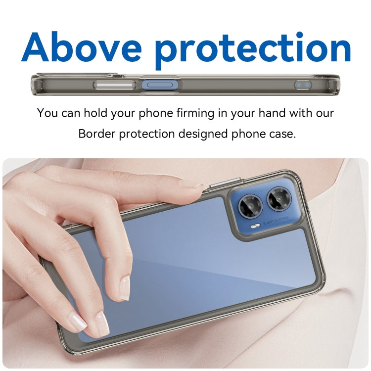 For Motorola Moto G34 Colorful Series Acrylic Hybrid TPU Phone Case(Transparent Grey) by buy2fix