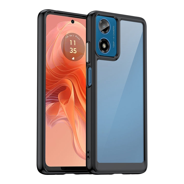 For Motorola Moto G04 Colorful Series Acrylic Hybrid TPU Phone Case(Black) by buy2fix