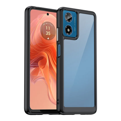 For Motorola Moto G04 Colorful Series Acrylic Hybrid TPU Phone Case(Black) by buy2fix