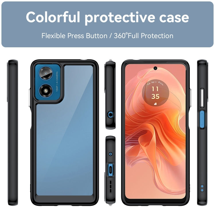 For Motorola Moto G04 Colorful Series Acrylic Hybrid TPU Phone Case(Black) by buy2fix