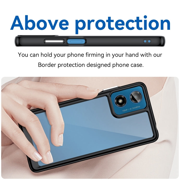 For Motorola Moto G04 Colorful Series Acrylic Hybrid TPU Phone Case(Black) by buy2fix