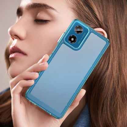 For Motorola Moto G04 Colorful Series Acrylic Hybrid TPU Phone Case(Transparent Blue) by buy2fix