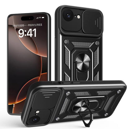 For iPhone 16e Sliding Camera Cover Design TPU+PC Phone Case(Black) - iPhone 16e Cases by buy2fix | Online Shopping UK | buy2fix