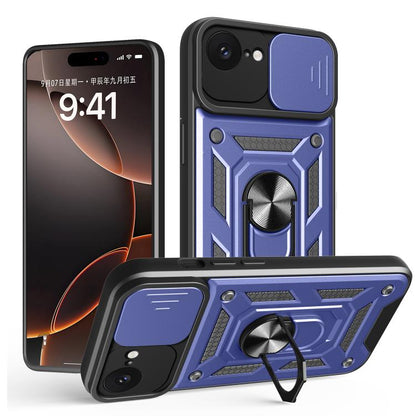 For iPhone 16e Sliding Camera Cover Design TPU+PC Phone Case(Blue) - iPhone 16e Cases by buy2fix | Online Shopping UK | buy2fix