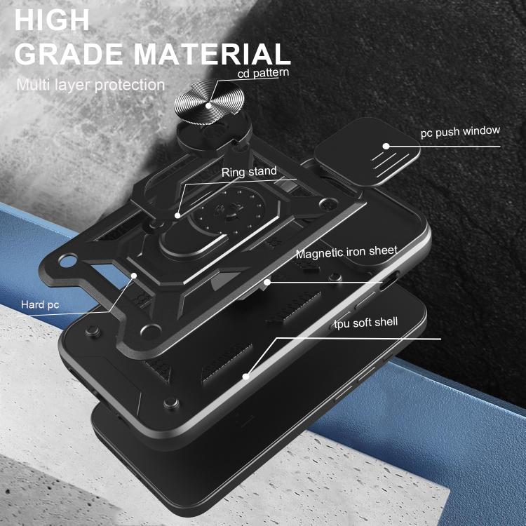 For iPhone 16e Sliding Camera Cover Design TPU+PC Phone Case(Blue) - iPhone 16e Cases by buy2fix | Online Shopping UK | buy2fix