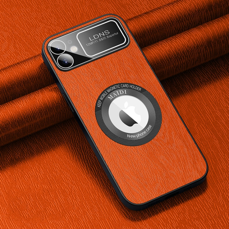 For iPhone 11 MagSafe Magnetic Tree Texture PU Phone Case(Orange) - iPhone 11 Cases by buy2fix | Online Shopping UK | buy2fix