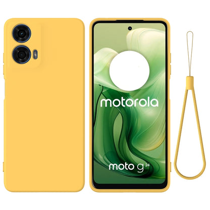 For Motorola Moto G04 / G24 Pure Color Liquid Silicone Shockproof Phone Case(Yellow) - Motorola Cases by buy2fix | Online Shopping UK | buy2fix