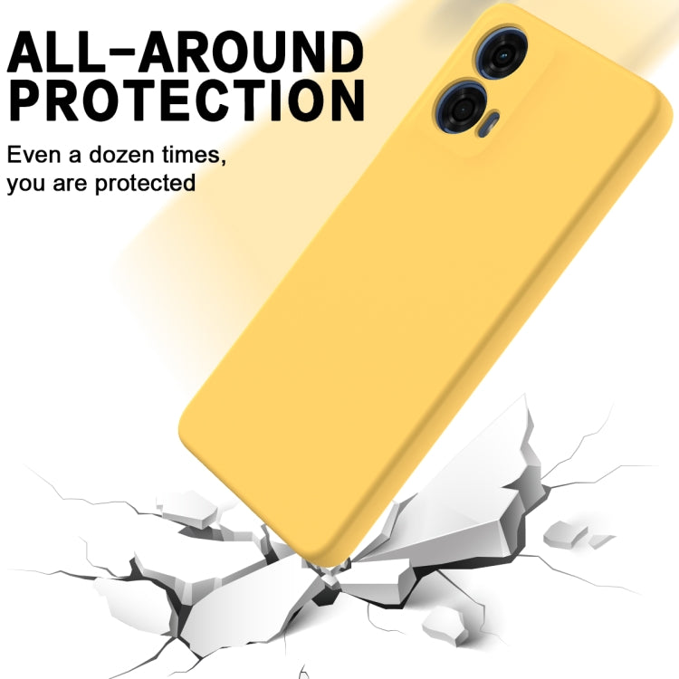 For Motorola Moto G04 / G24 Pure Color Liquid Silicone Shockproof Phone Case(Yellow) - Motorola Cases by buy2fix | Online Shopping UK | buy2fix