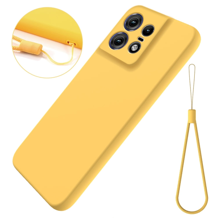 For Motorola Edge 50 Pro Pure Color Liquid Silicone Shockproof Phone Case(Yellow) - Motorola Cases by buy2fix | Online Shopping UK | buy2fix