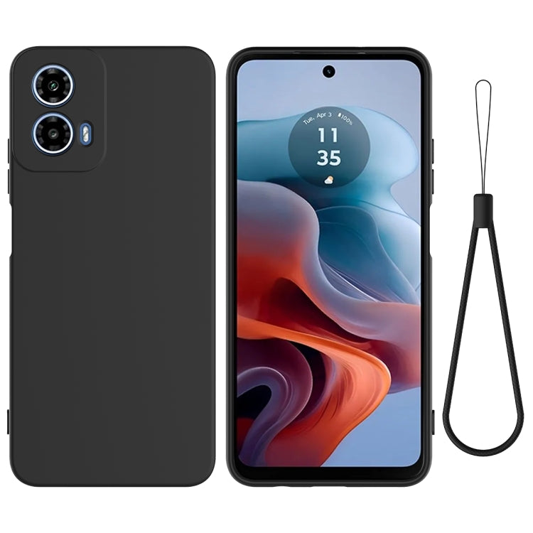 For Motorola Moto G Power 2024 Solid Color Liquid Silicone Dropproof Full Coverage Phone Case(Black) by buy2fix