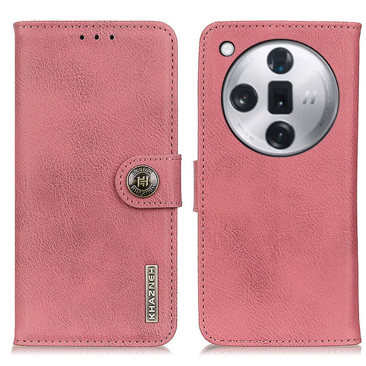 For OPPO Find X7 KHAZNEH Cowhide Texture Flip Leather Phone Case(Pink) - Find X7 Cases by buy2fix | Online Shopping UK | buy2fix