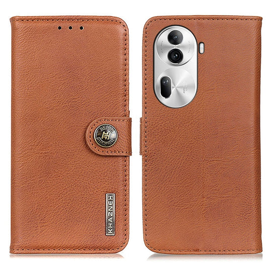 For OPPO Reno11 Pro 5G Global KHAZNEH Cowhide Texture Flip Leather Phone Case(Brown) - Reno11 Pro Cases by buy2fix | Online Shopping UK | buy2fix