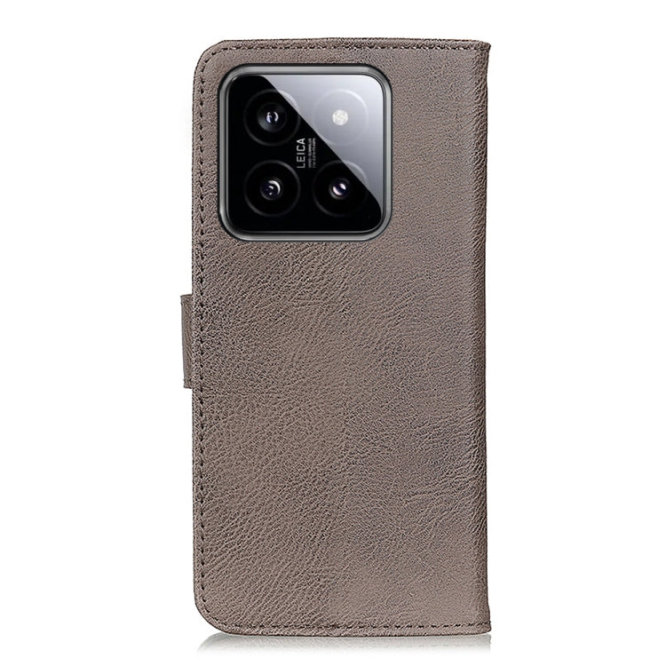 For Xiaomi 14 Pro KHAZNEH Cowhide Texture Flip Leather Phone Case(Khaki) - 14 Pro Cases by buy2fix | Online Shopping UK | buy2fix