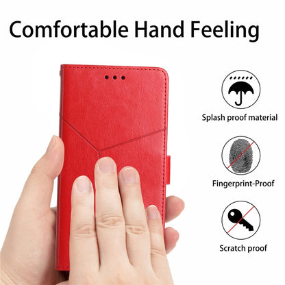 For iPhone 16 Pro HT01 Y-shaped Pattern Flip Leather Phone Case(Red) - iPhone 16 Pro Cases by buy2fix | Online Shopping UK | buy2fix